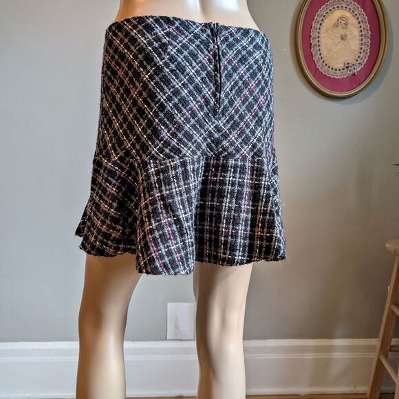 Vintage 90s Y2K First Crush Tweed Mini Skirt Office Siren Plaid Preppy Jrs 5 - Picture 4 of 9